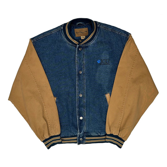 Vintage Icg Port Authority Varsity Jacket - XL Blue Cotton