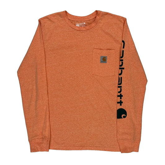 Age 13-15 Carhartt Long Sleeve T-Shirt - XL Orange Cotton