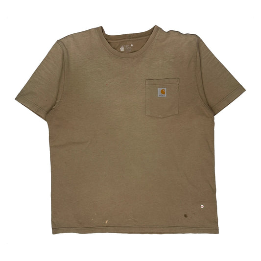 Carhartt T-Shirt - Large Beige Cotton