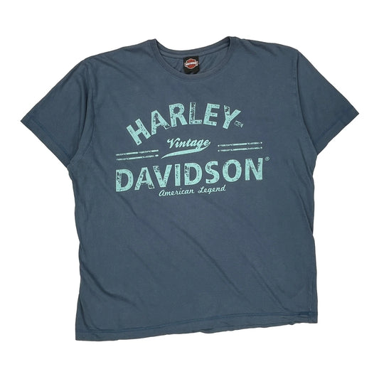 American Legend Harley Davidson Graphic T-Shirt - 2XL Blue Cotton