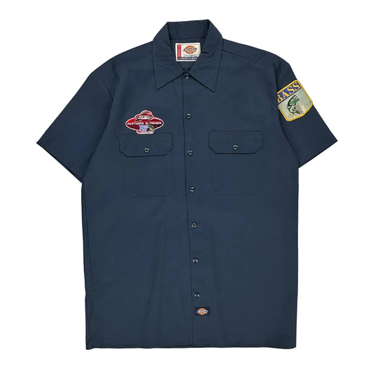 Fishing Dickies Short Sleeve Shirt - Medium Blue Cotton