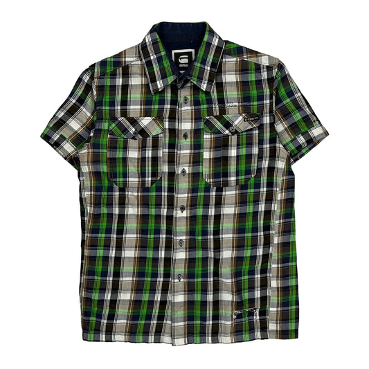G-Star Checked Short Sleeve Shirt - Small Multicoloured Cotton