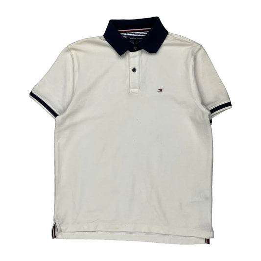 Tommy Hilfiger Polo Shirt - Medium White Cotton