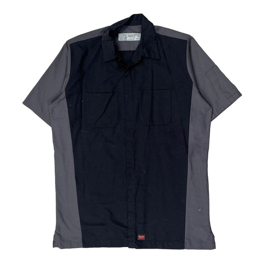 Vintage Red Kap Short Sleeve Shirt - Large Grey Polyester Blend