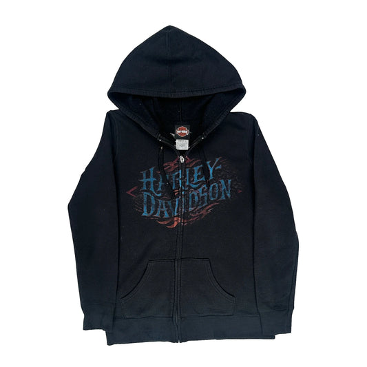 Laconia Harley Davidson Graphic Hoodie - Small Black Cotton Blend