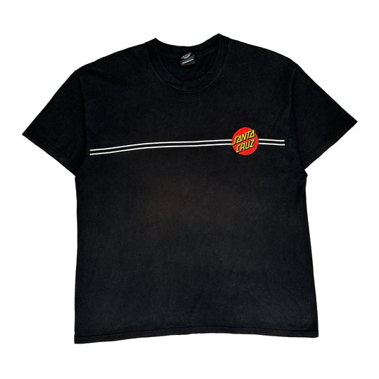 Santa Cruz Striped T-Shirt - XL Black Cotton