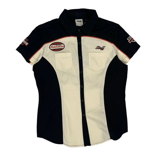 Staff Harley Davidson Shirt - Medium Black & White Cotton