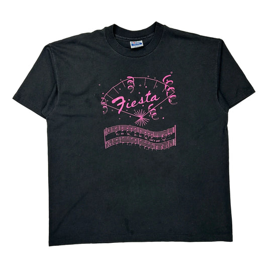 Fiesta Hanes Single Stitch T-Shirt - 2XL Black Cotton Blend