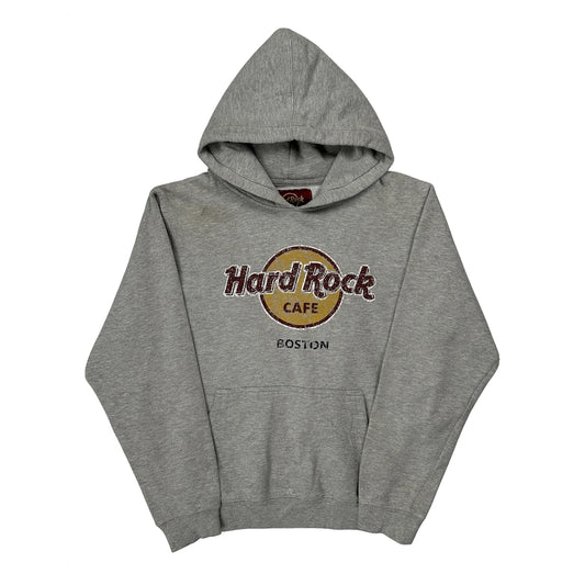 Boston Hard Rock Cafe Graphic Hoodie - Medium Grey Cotton Blend