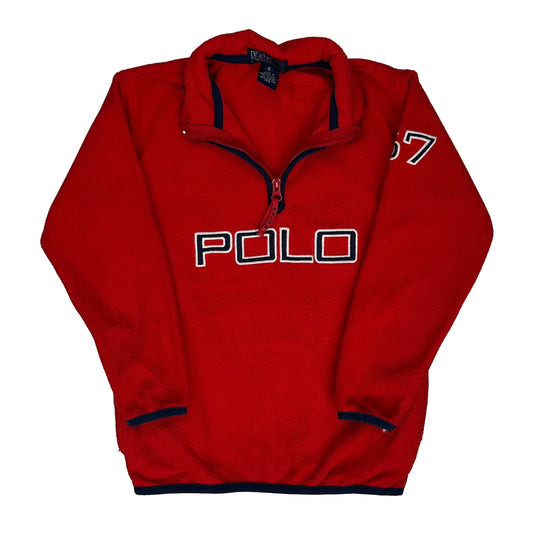 Age 5-6 Polo By Ralph Lauren Spellout Fleece - Small Red Polyester