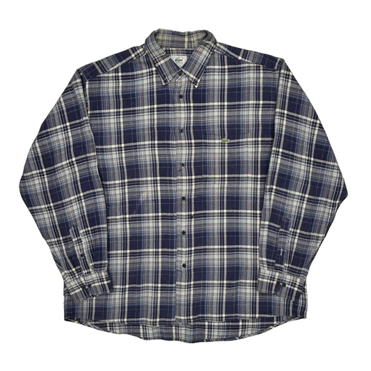 Lacoste Checked Flannel Shirt - XL White Cotton