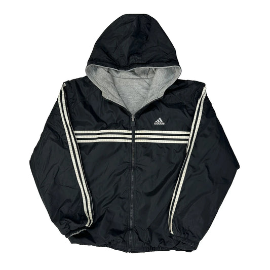 Striped Adidas Reversible Track Jacket - Medium Black Nylon