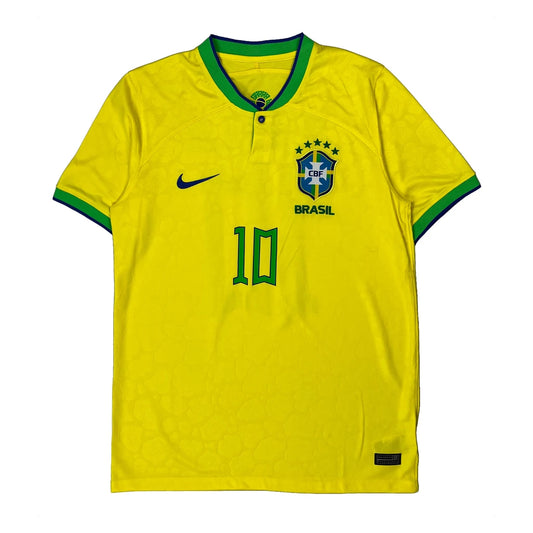 Vintage Brazil National Team Nike 2022-23 Home Neymar Jr Football Shirt - Large Yellow Polyester