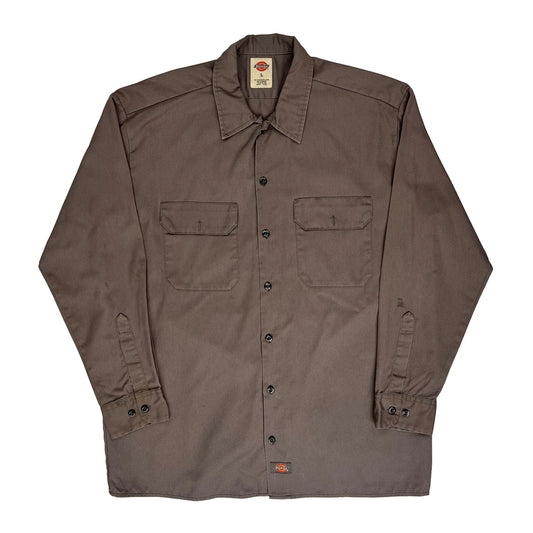Dickies Shirt - Large Brown Polyester Blend