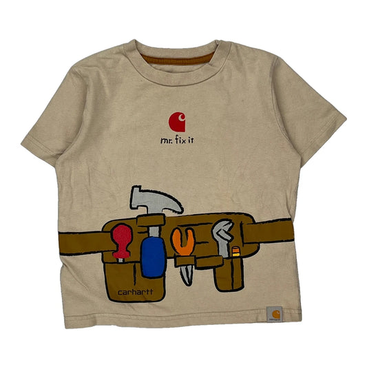 Age 4 Mr. Fix It Carhartt Graphic T-Shirt - 2XS Beige Cotton