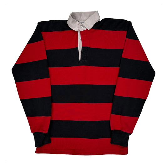Made In USA Lands End Striped Rugby Shirt - Medium Black Cotton
