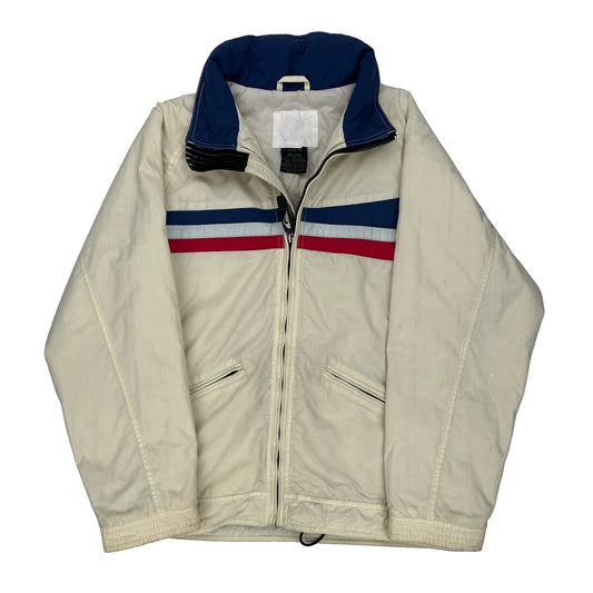 Unbranded Striped Ski Jacket - Large Cream Nylon
