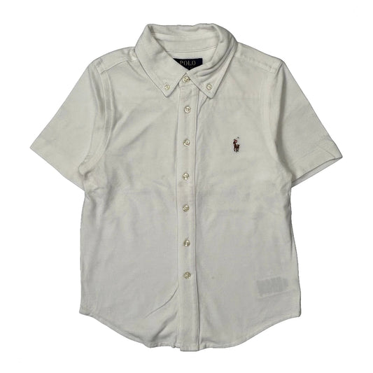 Vintage Age 7 Polo By Ralph Lauren Short Sleeve Shirt - Small White Cotton