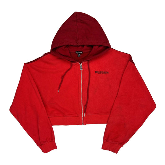 True Religion Cropped Hoodie - Medium Red Cotton