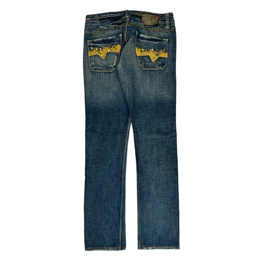 Embroidered Diesel Jeans - 29W UK 6 Dark Wash Denim