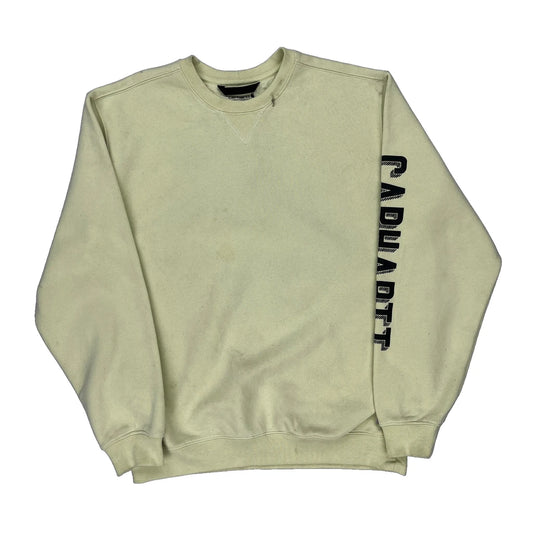 Carhartt Spellout Sweatshirt - Large Beige Cotton