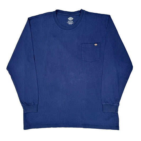 Dickies Tall Long Sleeve T-Shirt - 2XL Blue Cotton