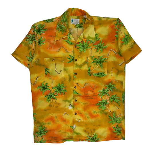 Waikiki Holiday Floral Hawaiian Shirt - Large Yellow Polyester