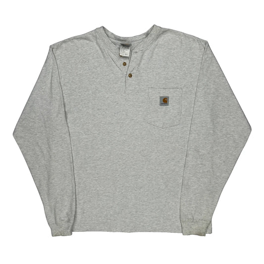 Carhartt Long Sleeve T-Shirt - Large Grey Cotton