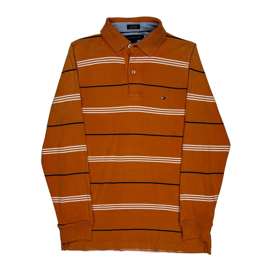 Tommy Hilfiger Striped Polo Shirt - XS Orange Cotton