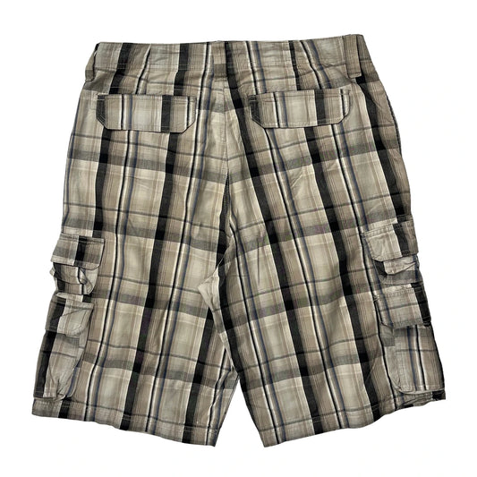 Lee Checked Cargo Shorts - 33W 11L Beige Cotton