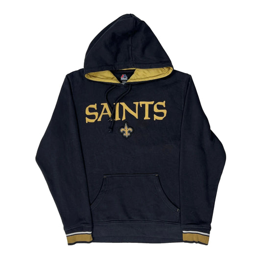 Vintage New Orleans Saints Majestic Nfl Hoodie - Large Black Cotton Blend