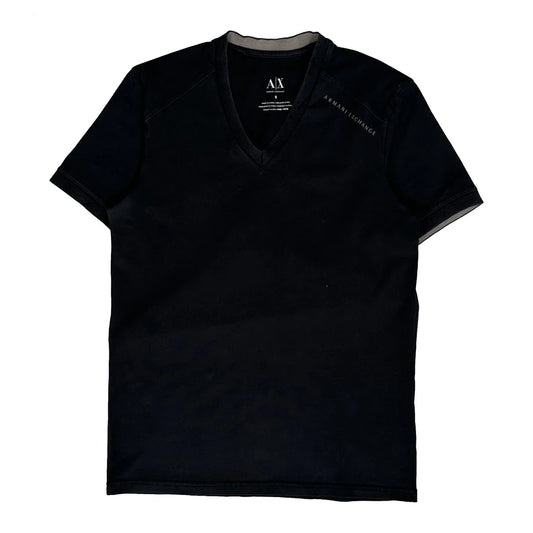 Armani Exchange V-Neck T-Shirt - Small Black Cotton