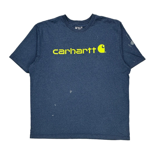 Carhartt Spellout T-Shirt - Large Blue Cotton