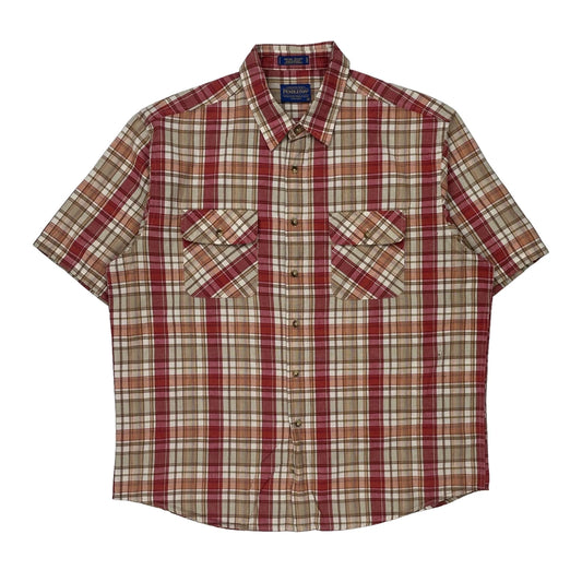 Pendleton Checked Short Sleeve Shirt - XL Beige Cotton