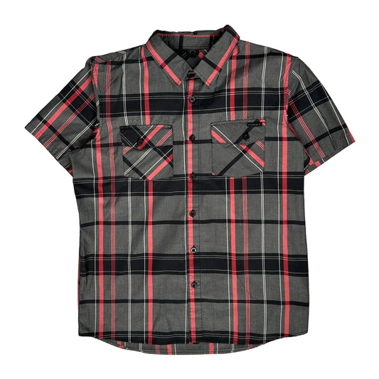 Oakley Checked Short Sleeve Shirt - Medium Grey Cotton
