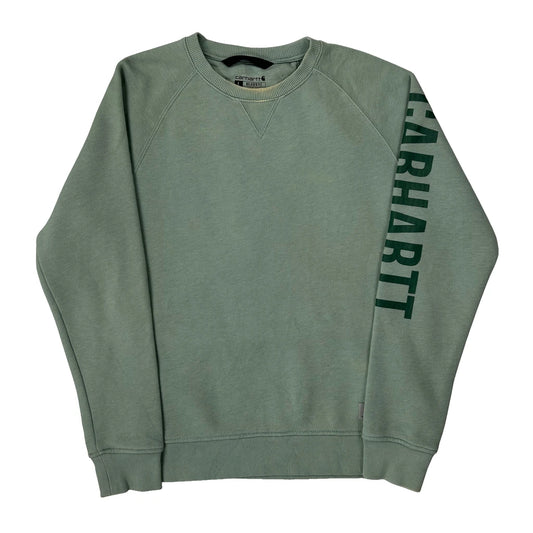 Vintage Carhartt Spellout Sweatshirt - Large Green Cotton