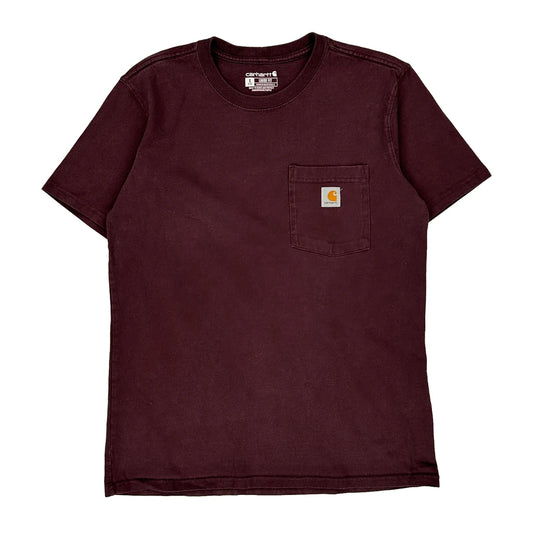 Carhartt T-Shirt - Small Burgundy Cotton