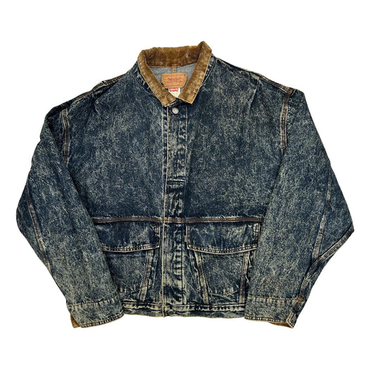None Levis Oversized Denim Jacket - Large Acid Wash Cotton