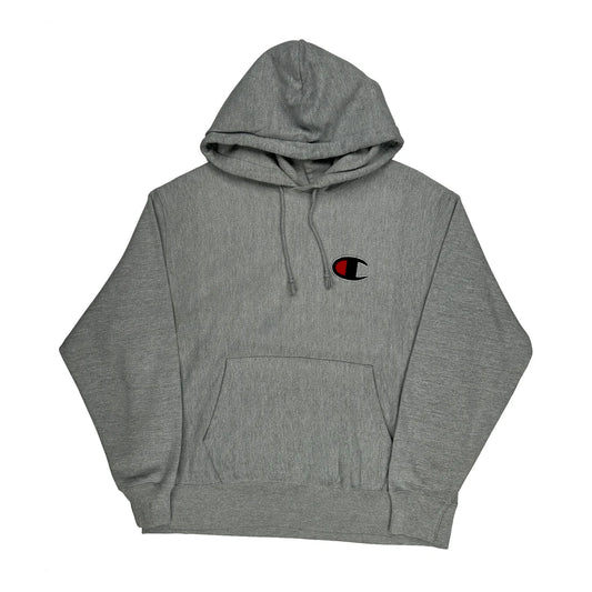 Reverse Weave Champion Hoodie - Large Grey Cotton Blend