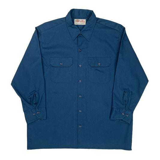 Dickies Shirt - XL Blue Polyester Blend
