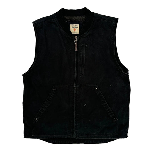 Ruff Hewn Workwear Gilet - Large Black Cotton