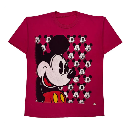 Mickey Mouse Disney Cartoon T-Shirt - Medium Red Cotton