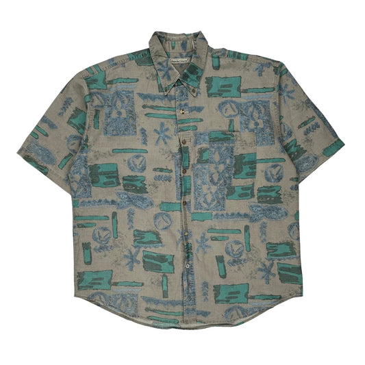 Bugle Boy Short Sleeve Shirt - 2XL Blue Ramie