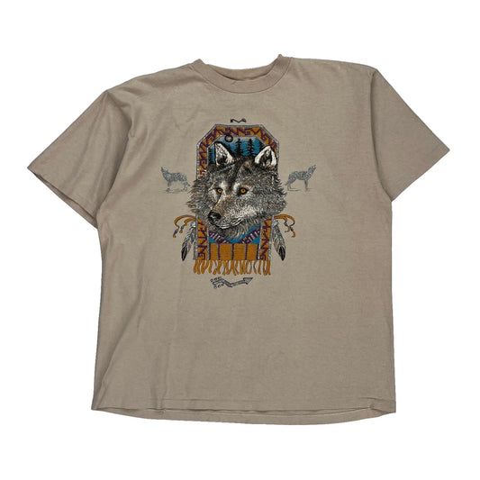 Single Stitch Diamond Dust Graphic T-Shirt - XL Beige Cotton