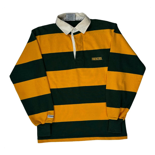 Green Bay Packers Logo Barbarian Striped Rugby Shirt - Small Green Cotton