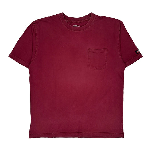 Vintage Dickies T-Shirt - XL Burgundy Cotton