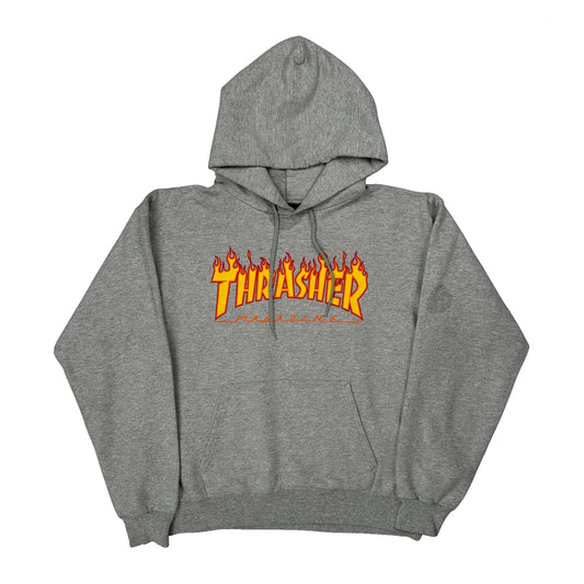 Skateboarding Thrasher Graphic Hoodie - Small Grey Cotton Blend