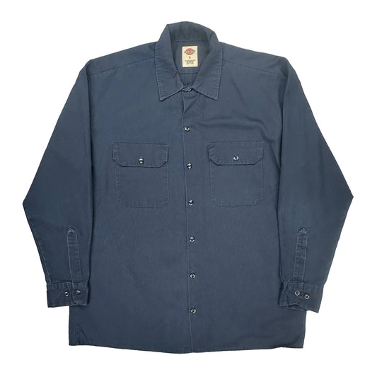 Dickies Shirt - Large Blue Polyester Blend