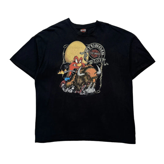 Vintage Sturgis 2011 Harley Davidson Graphic T-Shirt - 2XL Black Cotton
