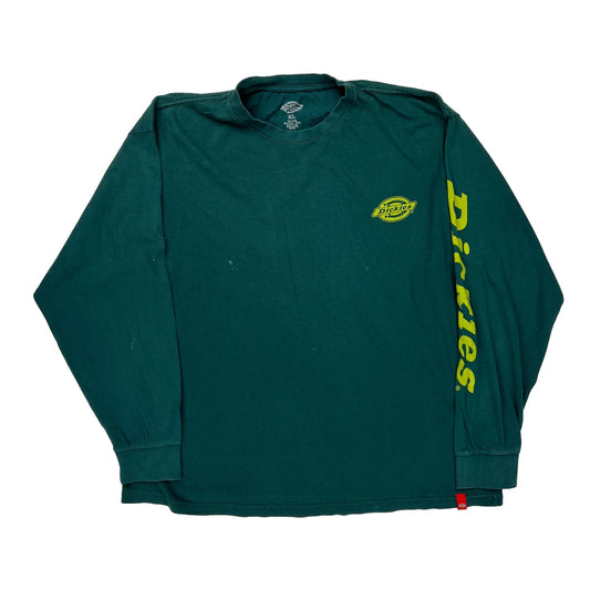 Dickies Long Sleeve T-Shirt - 2XL Green Cotton